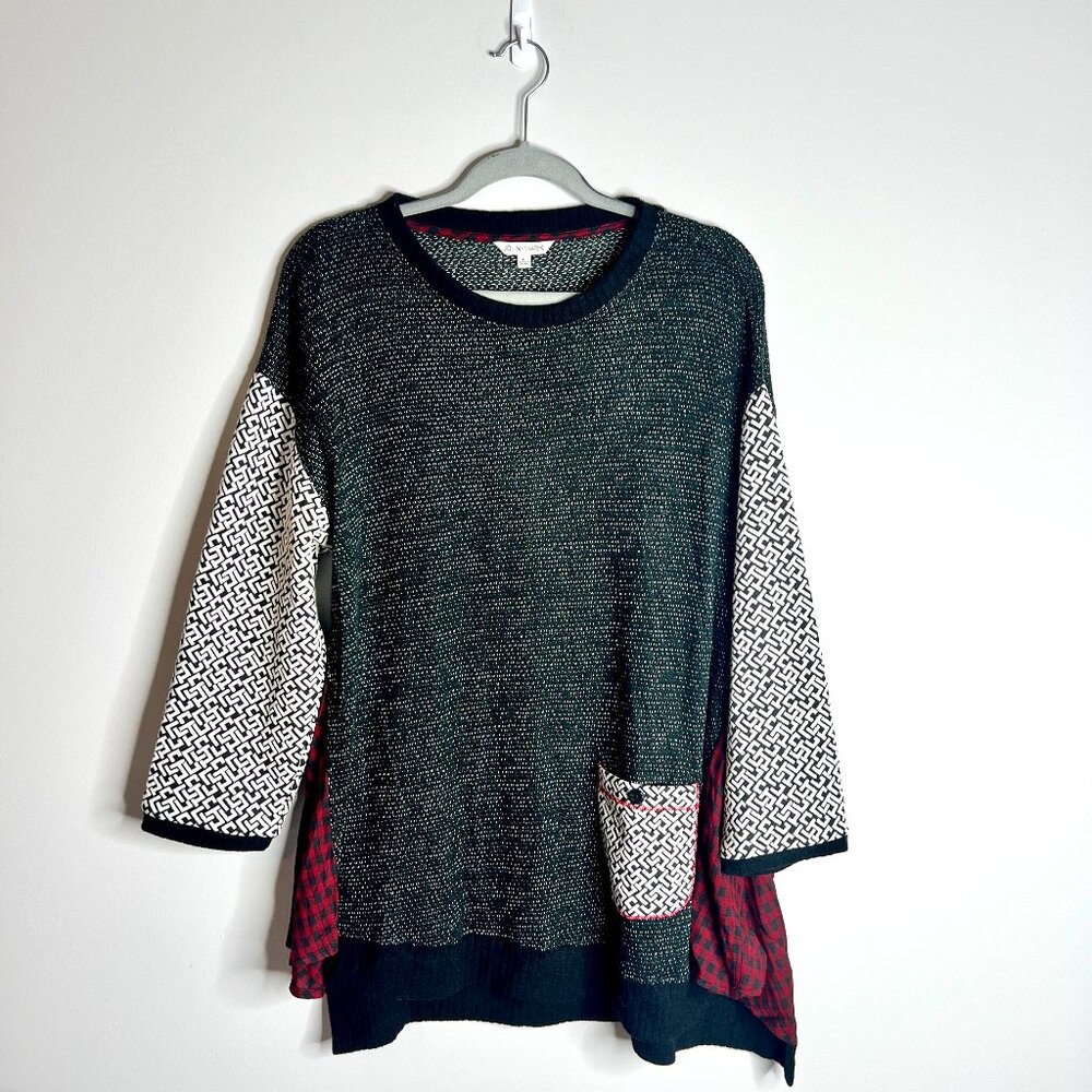 John Mark Sedona Pullover Patchwork Sweater Mixed… - image 1